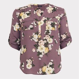 Torrid Harper Georgette 3/4 Sleeve Blouse